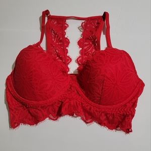 PINK Victoria's Secret Rich Red Date Lightly Lined Lace Bralette Size Medium